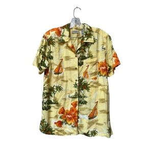 Vintage 90s Hawaiian Rayon Shirt Floral Resort Button Up M St. John’s Bay